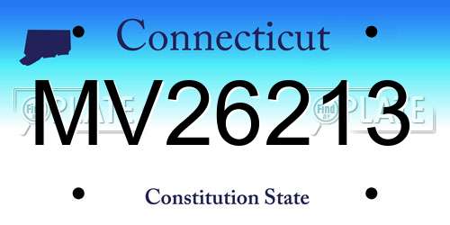 MV26213 Connecticut License Plate