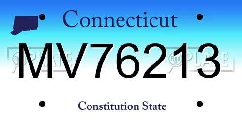 MV76213 Connecticut License Plate