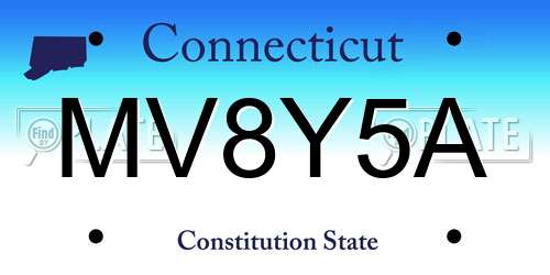 MV8Y5A Connecticut License Plate
