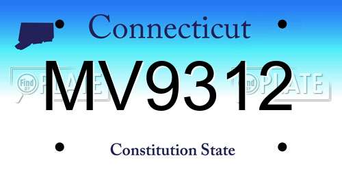 MV9312 Connecticut License Plate