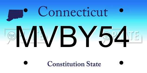 MVBY54 Connecticut License Plate