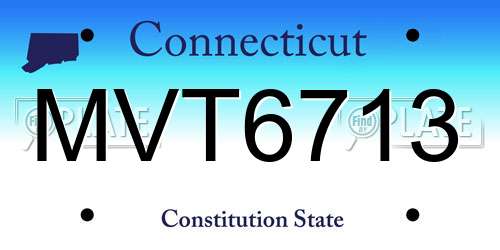 MVT6713 Connecticut License Plate