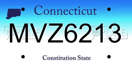 MVZ6213 Connecticut License Plate