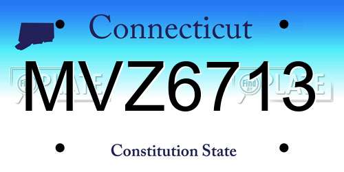 MVZ6713 Connecticut License Plate