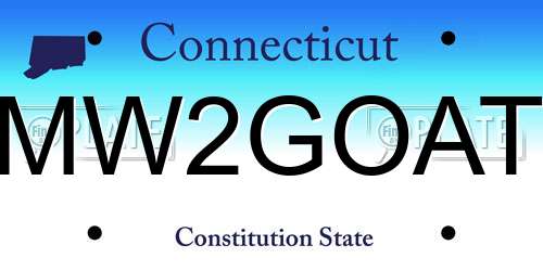 MW2GOAT Connecticut License Plate