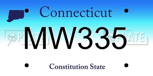 MW335 Connecticut License Plate