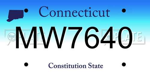 MW7640 Connecticut License Plate