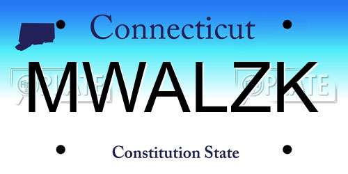 MWALZK Connecticut License Plate