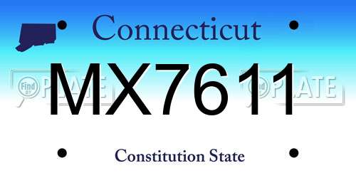 MX7611 Connecticut License Plate