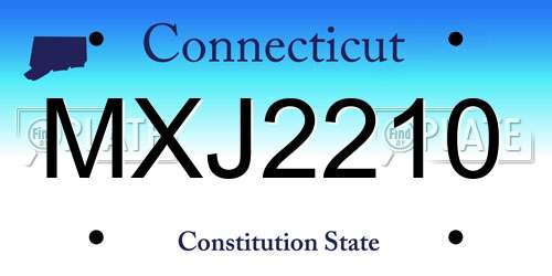 MXJ2210 Connecticut License Plate
