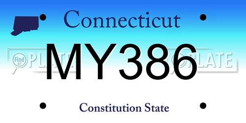 MY386 Connecticut License Plate