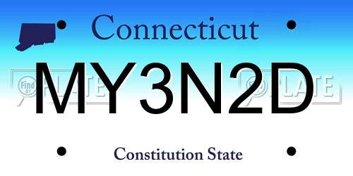 MY3N2D Connecticut License Plate