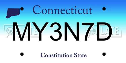 MY3N7D Connecticut License Plate