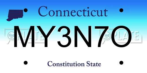 MY3N7O Connecticut License Plate