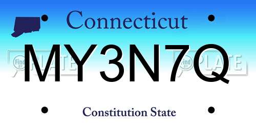 MY3N7Q Connecticut License Plate