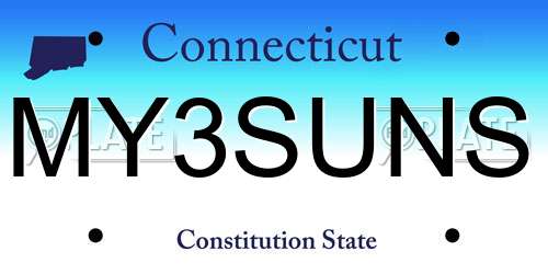 MY3SUNS Connecticut License Plate