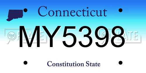 MY5398 Connecticut License Plate