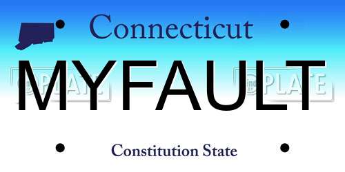 MYFAULT Connecticut License Plate