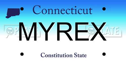 MYREX Connecticut License Plate