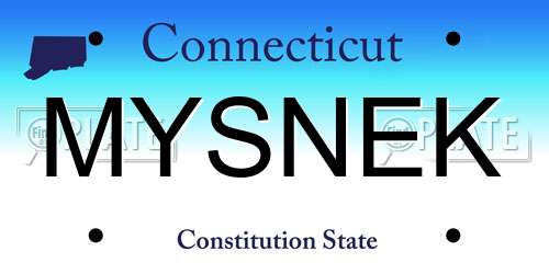 MYSNEK Connecticut License Plate
