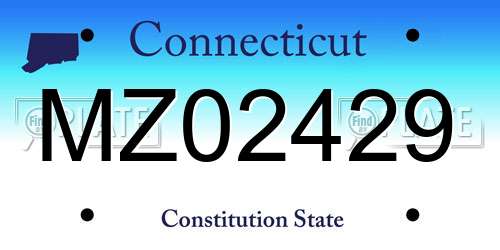 MZ02429 Connecticut License Plate