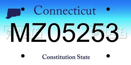 MZ05253 Connecticut License Plate