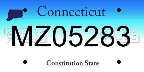 MZ05283 Connecticut License Plate