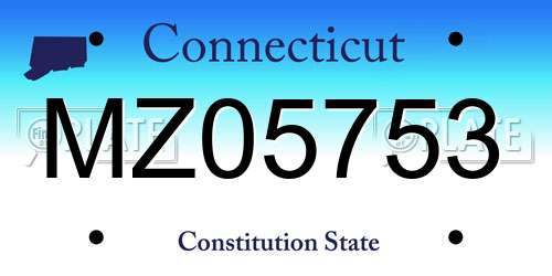 MZ05753 Connecticut License Plate