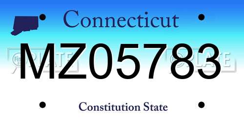 MZ05783 Connecticut License Plate