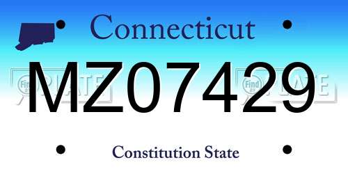 MZ07429 Connecticut License Plate