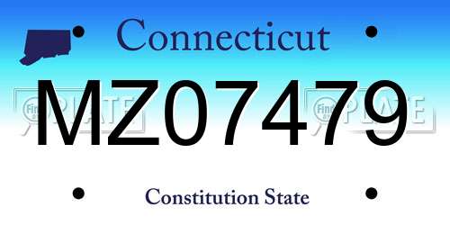 MZ07479 Connecticut License Plate