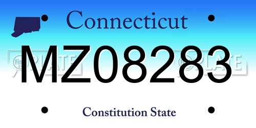 MZ08283 Connecticut License Plate