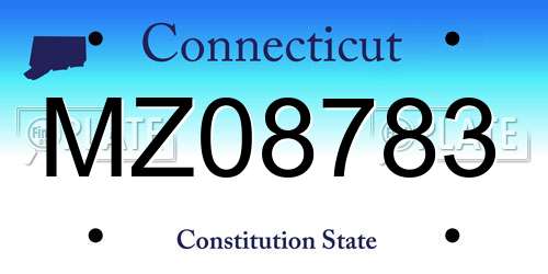 MZ08783 Connecticut License Plate