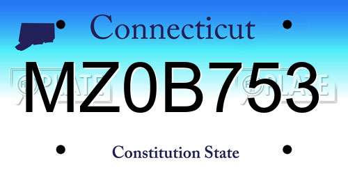 MZ0B753 Connecticut License Plate