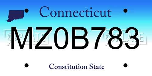 MZ0B783 Connecticut License Plate
