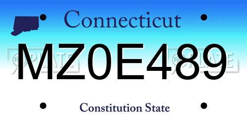 MZ0E489 Connecticut License Plate