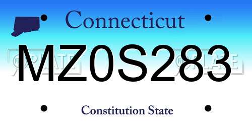 MZ0S283 Connecticut License Plate