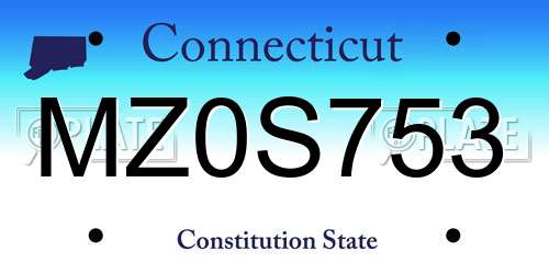 MZ0S753 Connecticut License Plate