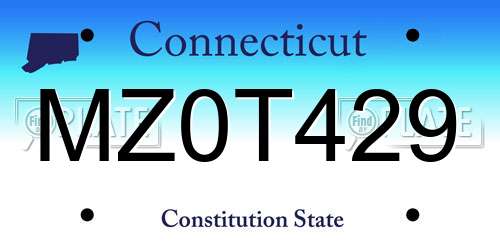 MZ0T429 Connecticut License Plate