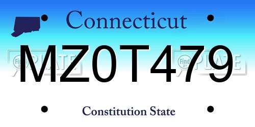 MZ0T479 Connecticut License Plate