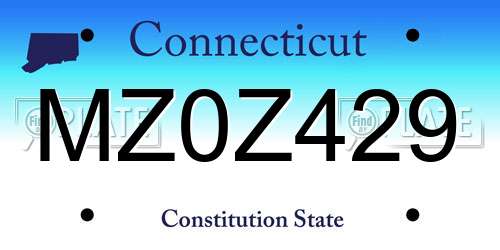 MZ0Z429 Connecticut License Plate