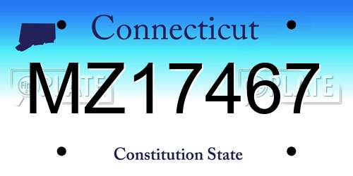 MZ17467 Connecticut License Plate