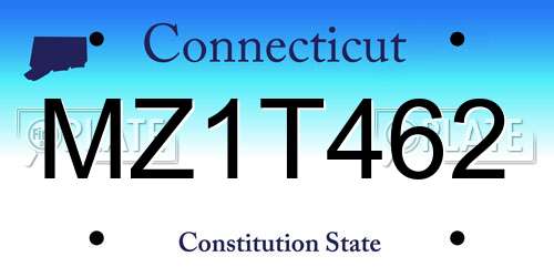 MZ1T462 Connecticut License Plate