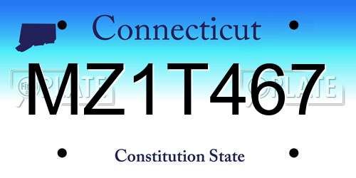 MZ1T467 Connecticut License Plate