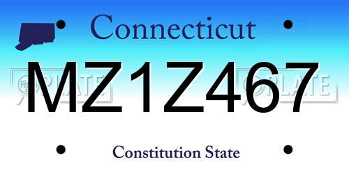 MZ1Z467 Connecticut License Plate