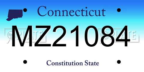 MZ21084 Connecticut License Plate