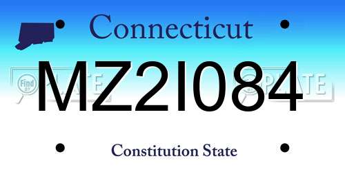 MZ2I084 Connecticut License Plate