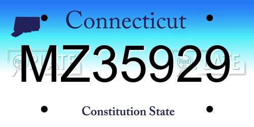 MZ35929 Connecticut License Plate
