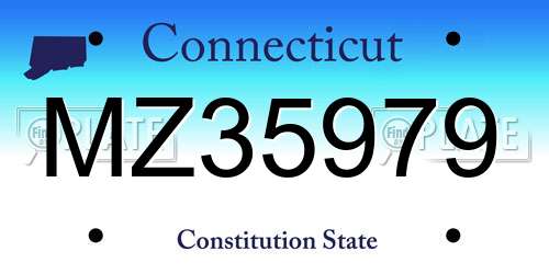 MZ35979 Connecticut License Plate