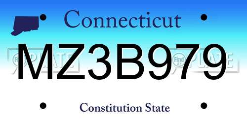 MZ3B979 Connecticut License Plate